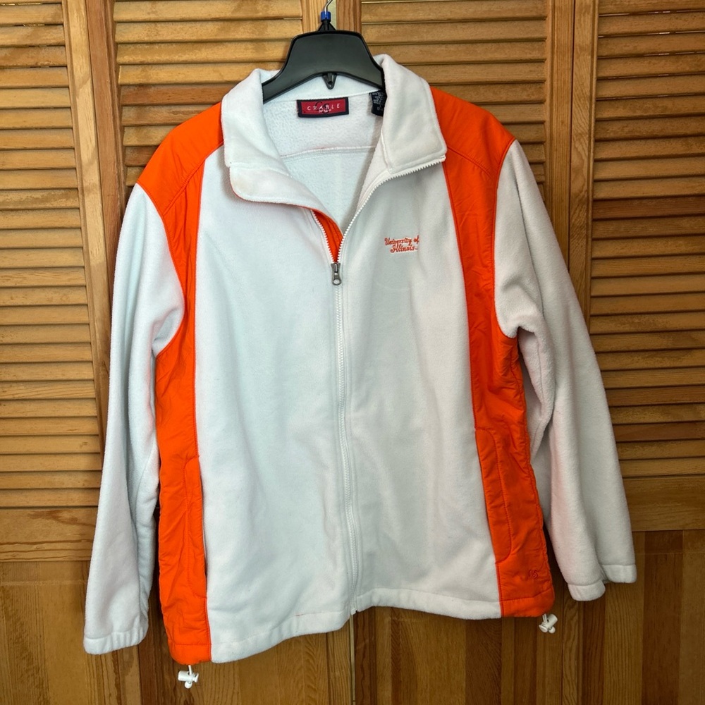 Crable full zip fleece Illinois women’s large orange and white jacket